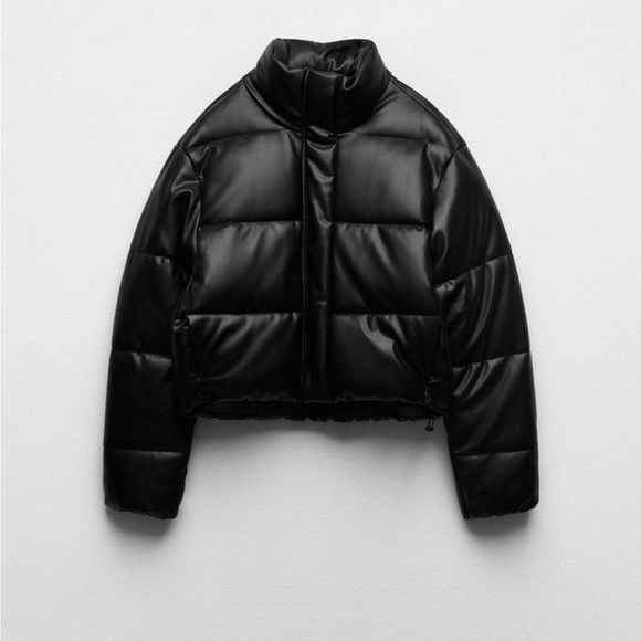 Faux Leather Puffer Jacket - Picture 2 of 2